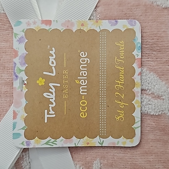 2pc TRULY LOU Easter Eco-Melange Hand Towel Set With Bunnies & Butterfliess - Picture 3 of 4